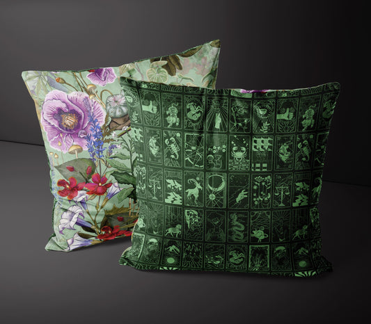 XAWD Original Pillow Fights Pillow in Velvet. This match features What’s Your Sign? Green/Mint VS War on Plant Mint/Multi